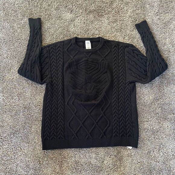DISNEY MARVEL Avengers‎ BLACK PANTHER Cable Knit Sweater Soft Pullover Sz 2XL - Picture 1 of 7